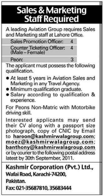 Sales and Marketing Staff Required