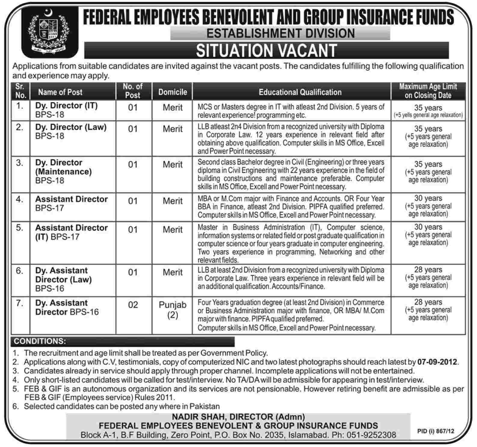 Federal Employees Benevolent and Group Insurance Funds Establishment Division Jobs (Government Job)