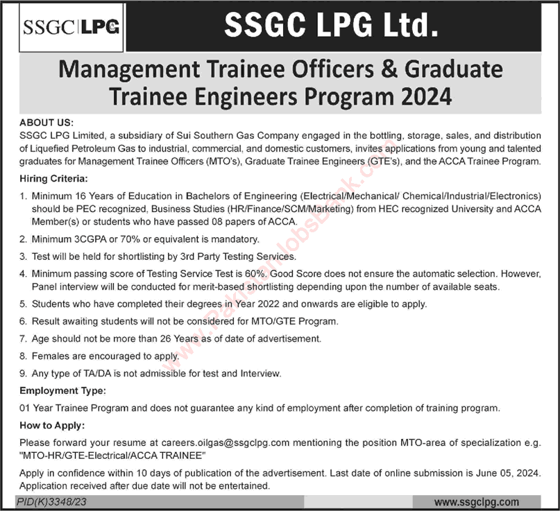 SSGC Jobs May 2024 Management Trainee Offices & Graduate Trainee Engineers Program LPG Latest