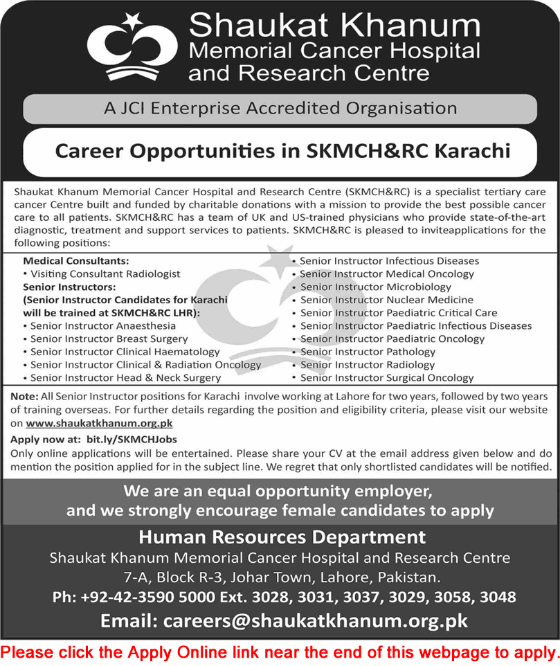 Shaukat Khanum Hospital Karachi Jobs April 2025 Apply Online Senior Instructors & Visiting Consultants Latest