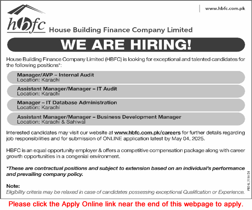 House Building Finance Company Jobs April 2025 Apply Online IT Manager & Others HBFC Latest