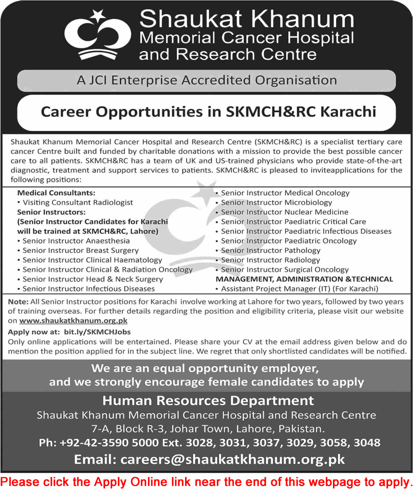 Shaukat Khanum Hospital Karachi Jobs May 2025 Apply Online Senior Instructors & Others Latest