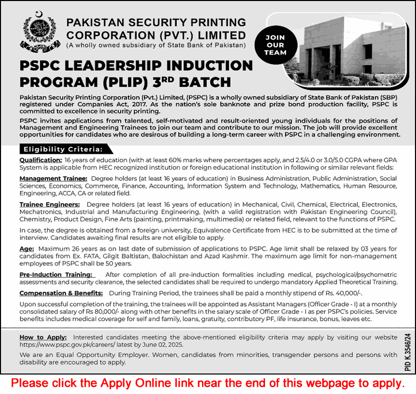Pakistan Security Printing Corporation Jobs May 2025 June PSPC Online Apply Management Trainees & Engineers Latest