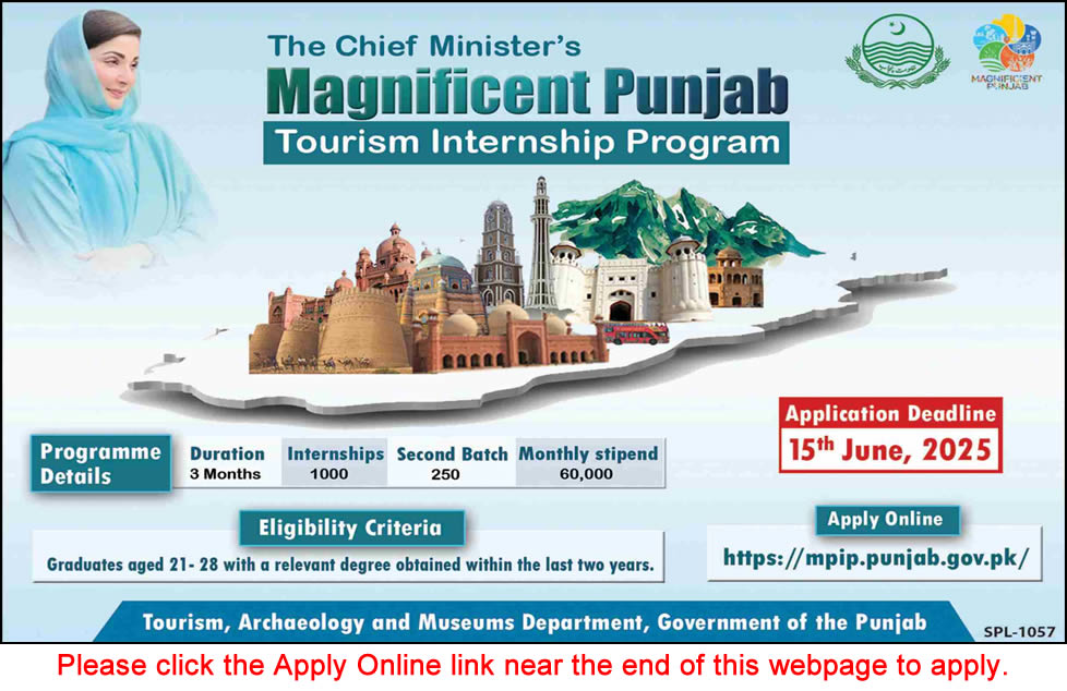 Chief Minister Magnificent Punjab Tourism Internship Program June 2025 Apply Online MPIP Latest
