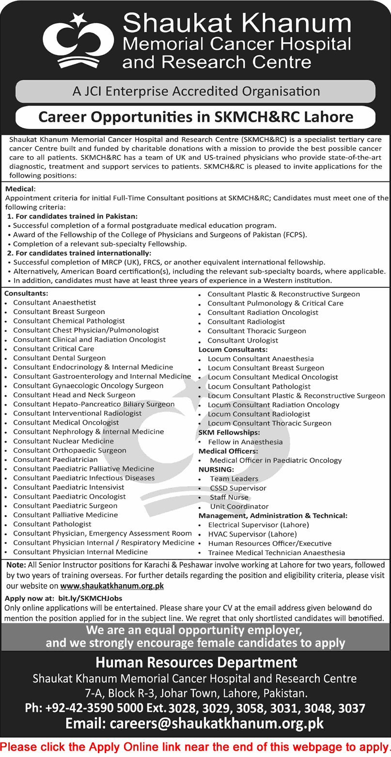 Shaukat Khanum Hospital Lahore Jobs February 2026 Apply Online Medical Consultants, Nurses & Others Latest