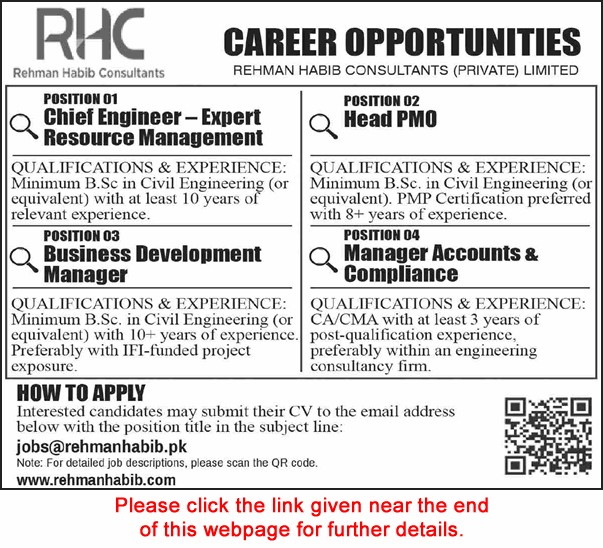 Rehman Habib Consultants Pvt Ltd Lahore Jobs 2026 April Business Development Manager & Others RHC Latest