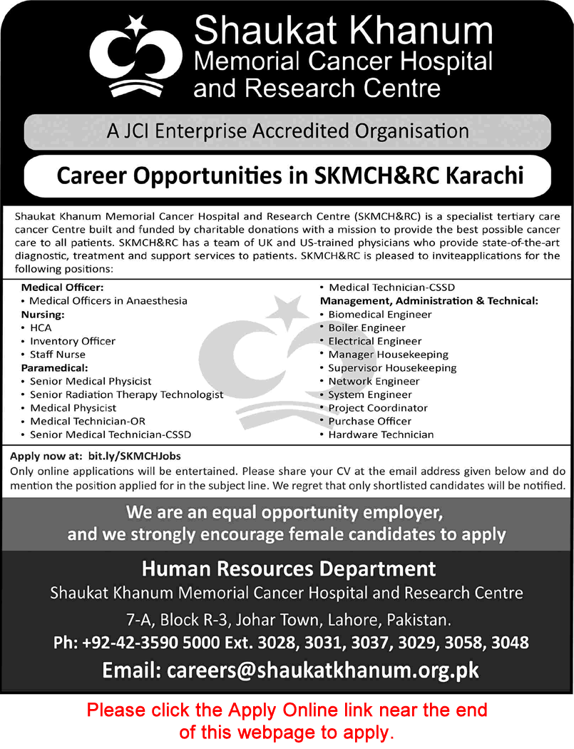 Shaukat Khanum Hospital Karachi Jobs July 2026 Apply Online Nurses, Medical Technicians & Others SKMCH&RC Latest