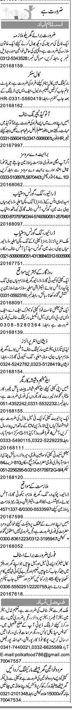 Misc. Jobs in Islamabad Express Classified