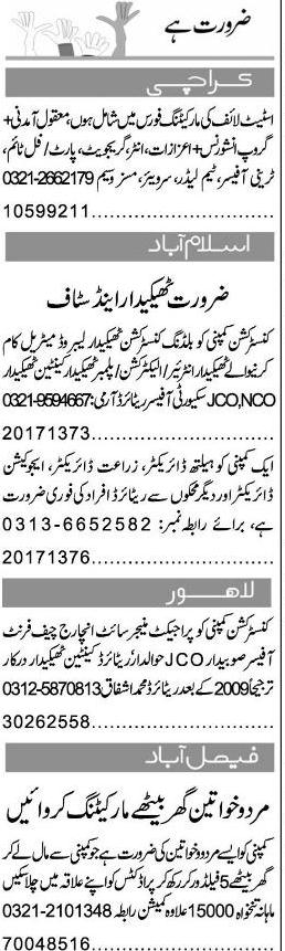 Misc. Jobs in Karachi Express Classified