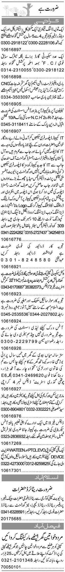 Misc. Jobs in Islamabad Express Classified