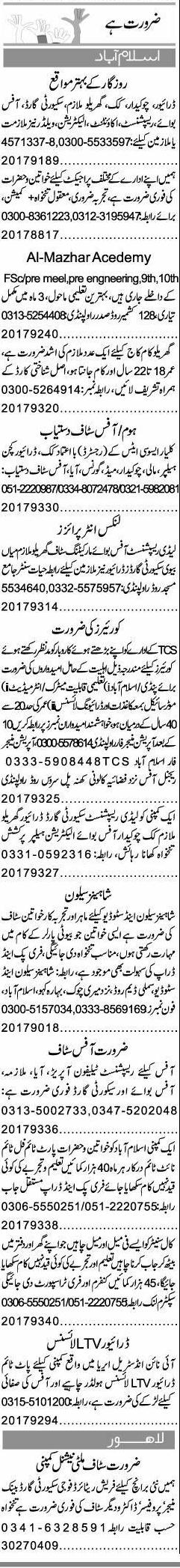 Misc. Jobs in Islamabad Express Classified