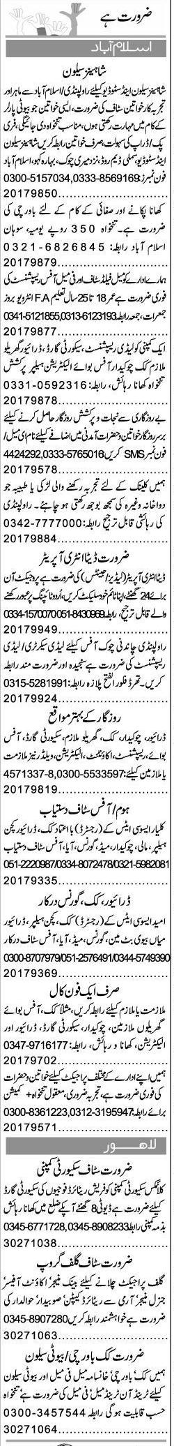 Misc. Jobs in Islamabad Express Classified