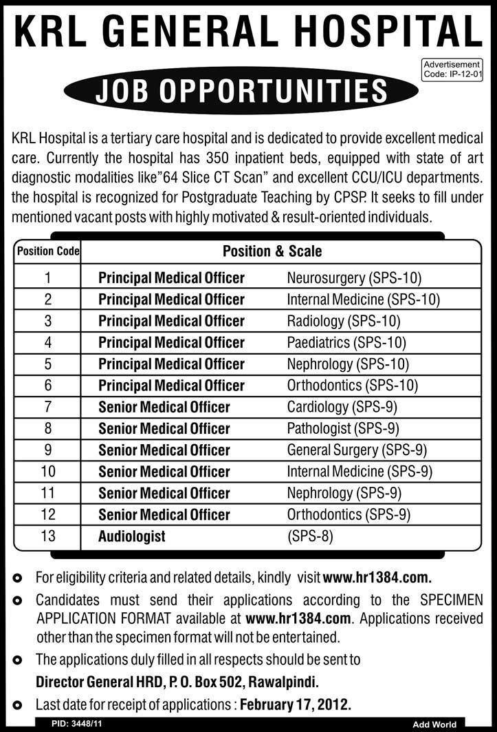 KRL General Hospital Job Opportunities