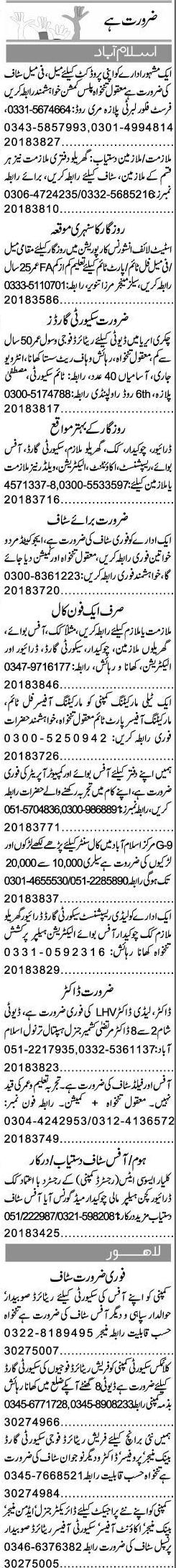 Misc. Jobs in Islamabad Express Classified