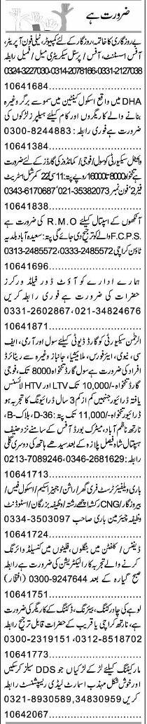 Misc. Jobs in Karachi Express Classified