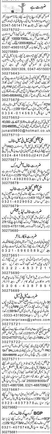 Misc. Jobs in Lahore Express Classified 1