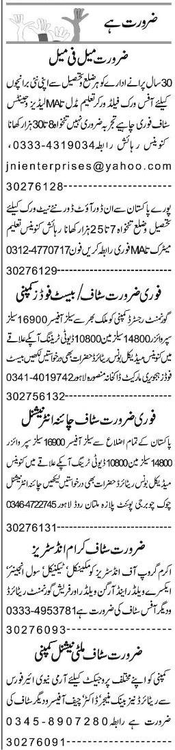 Misc. Jobs in Lahore Express Classified 1