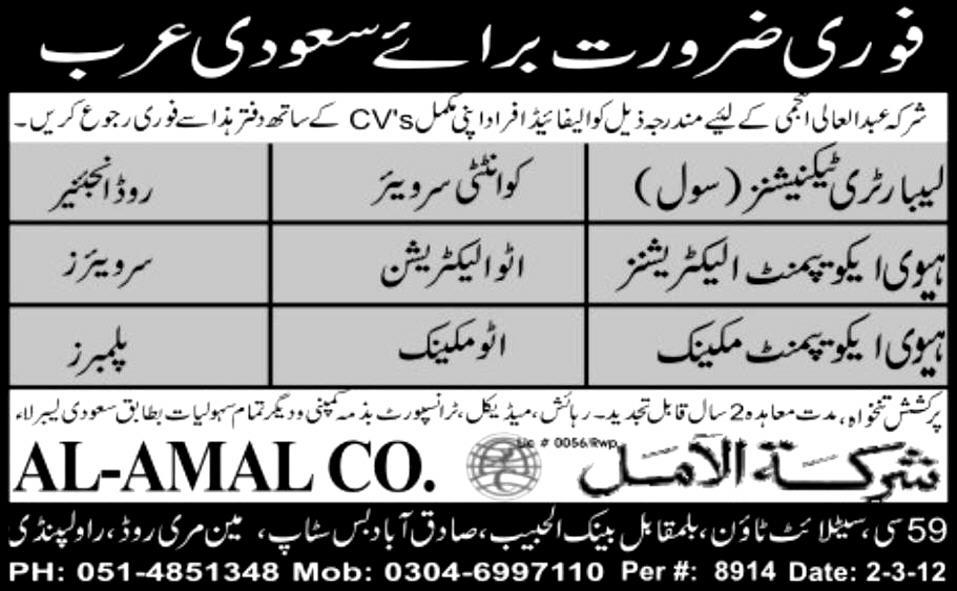 Construction Company Requires Staff