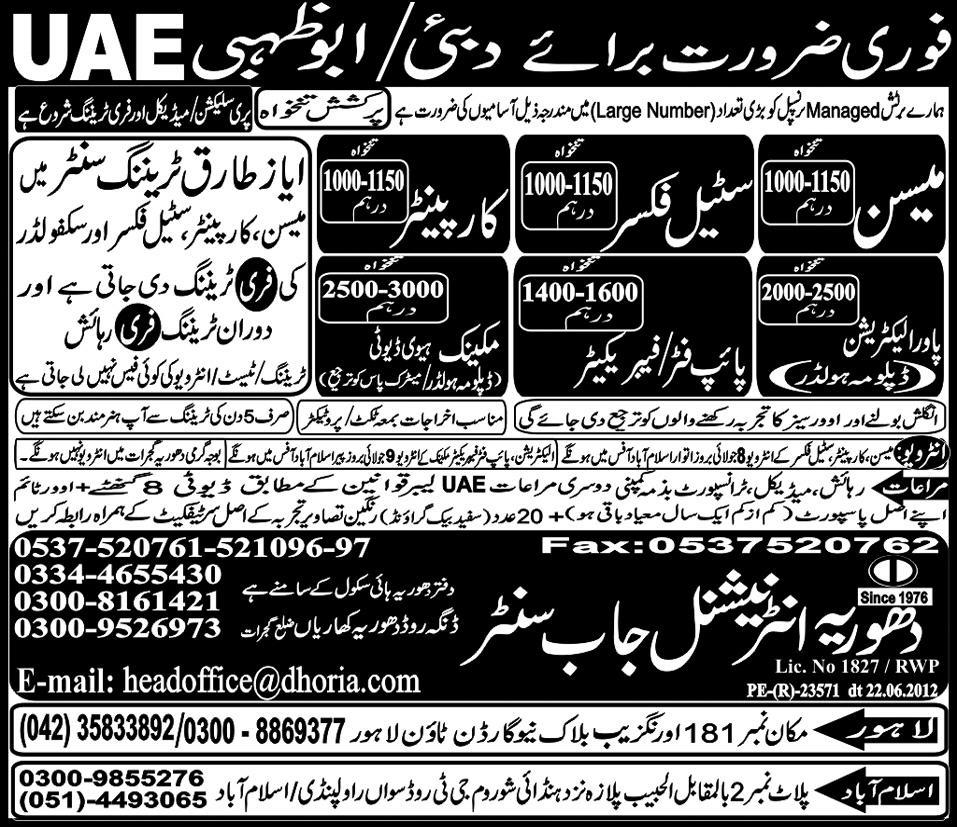 Electricians, Raj and Carpenter Jobs