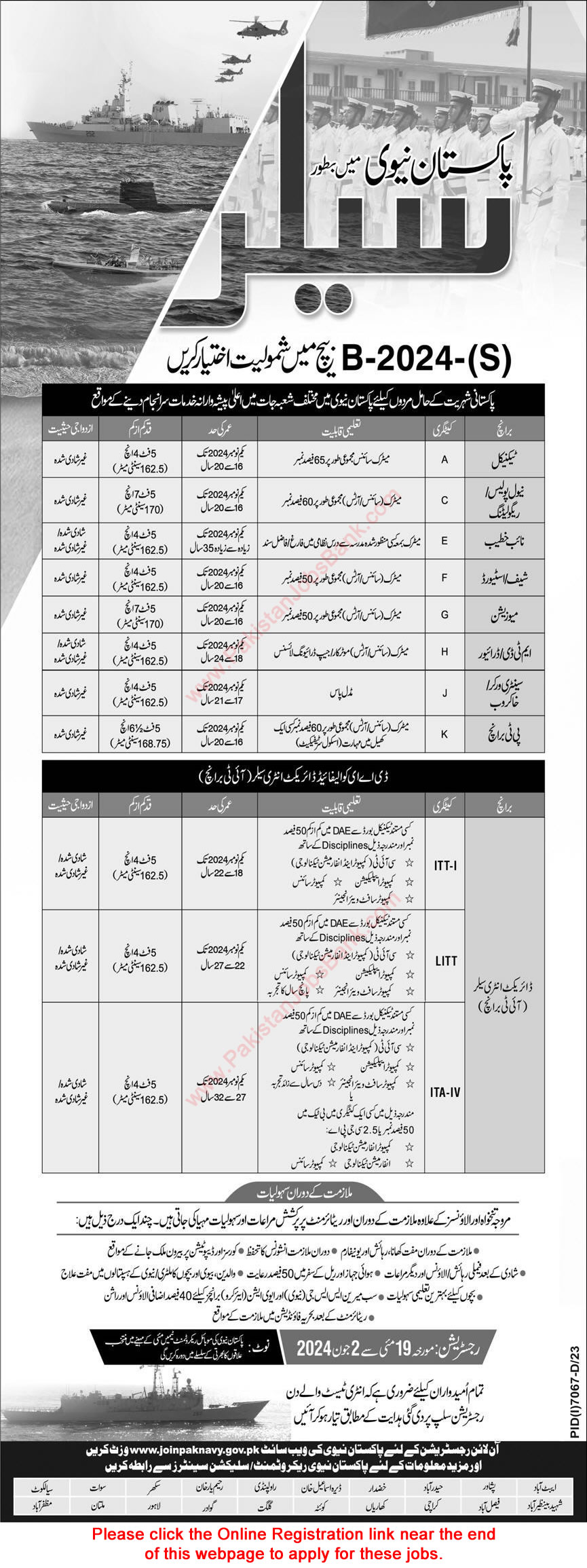 Join Pakistan Navy as Sailor May 2024 Online Registration Join in B-2024 (S) Batch Latest