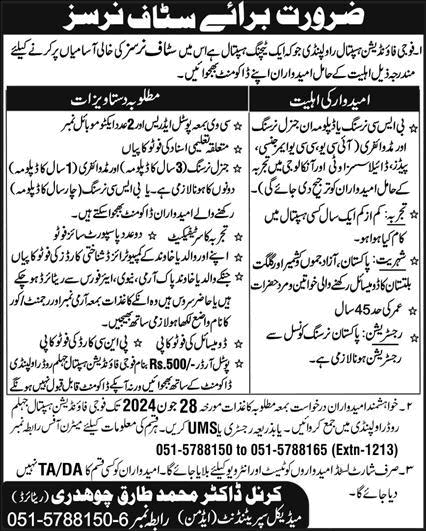 Staff Nurse Jobs in Fauji Foundation Hospital Rawalpindi June 2024 Latest