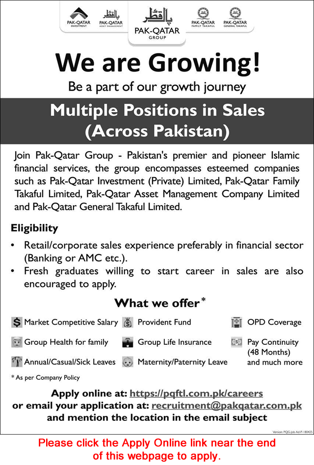 Sales Jobs in Pak Qatar Group Pakistan 2025 April Apply Online Latest