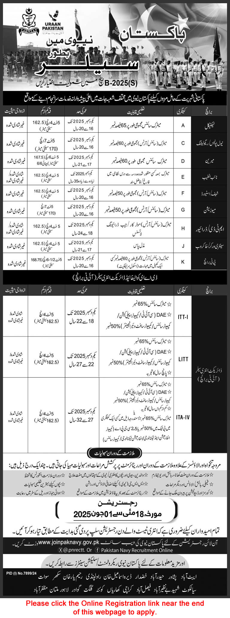 Join Pakistan Navy as Sailor 2025 May Online Registration Join in B-2025 (S) Batch Latest