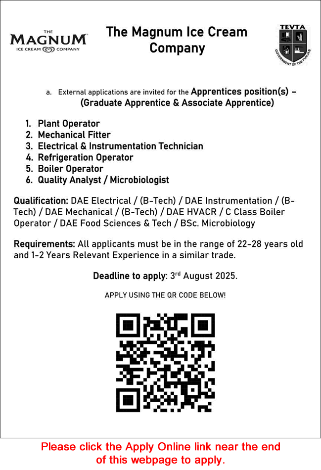 The Magnum Ice Cream Company Apprenticeships 2025 July Apply Online Apprentices Jobs Latest