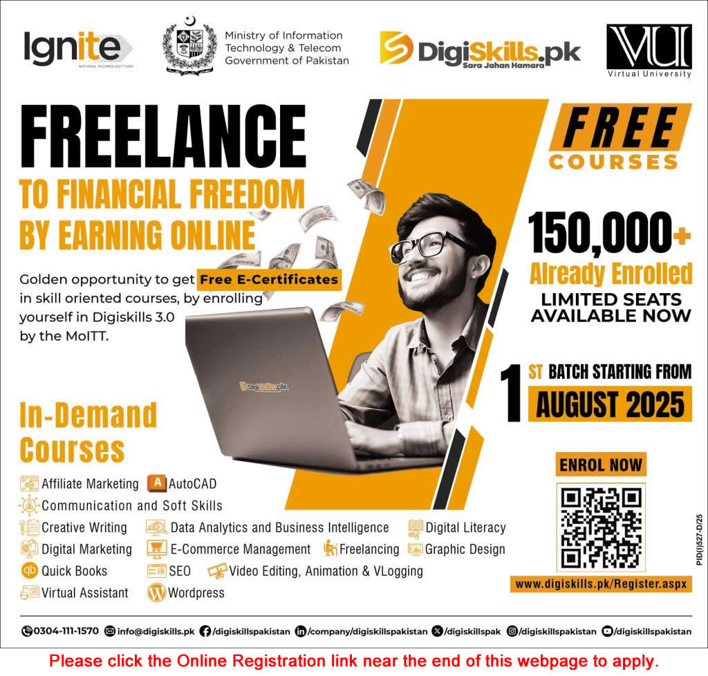 Digiskills Pakistan Free Online Courses July 2025 Online Application / Registration Form Latest