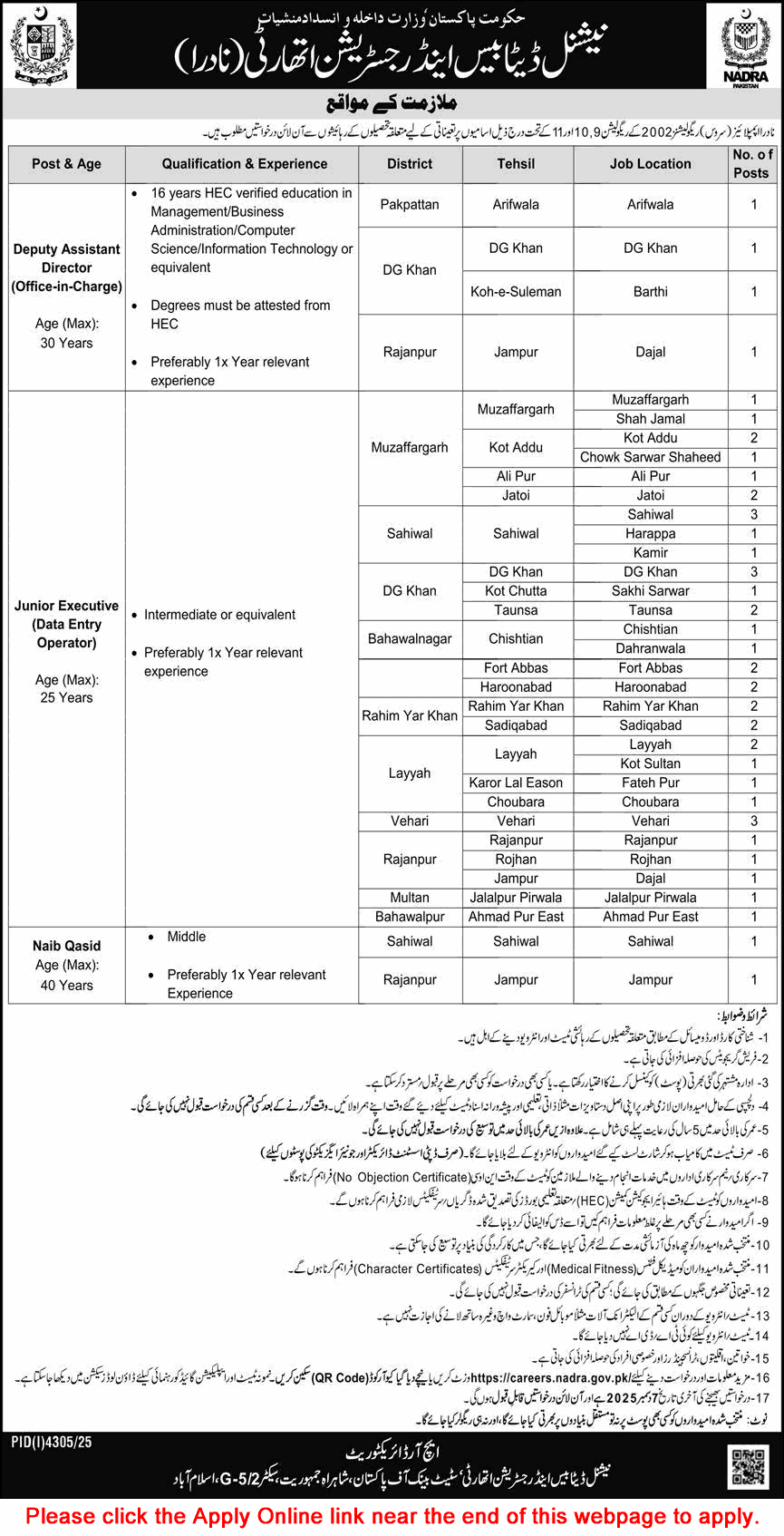 NADRA Jobs November 2025 Apply Online Junior Executives & Others Latest