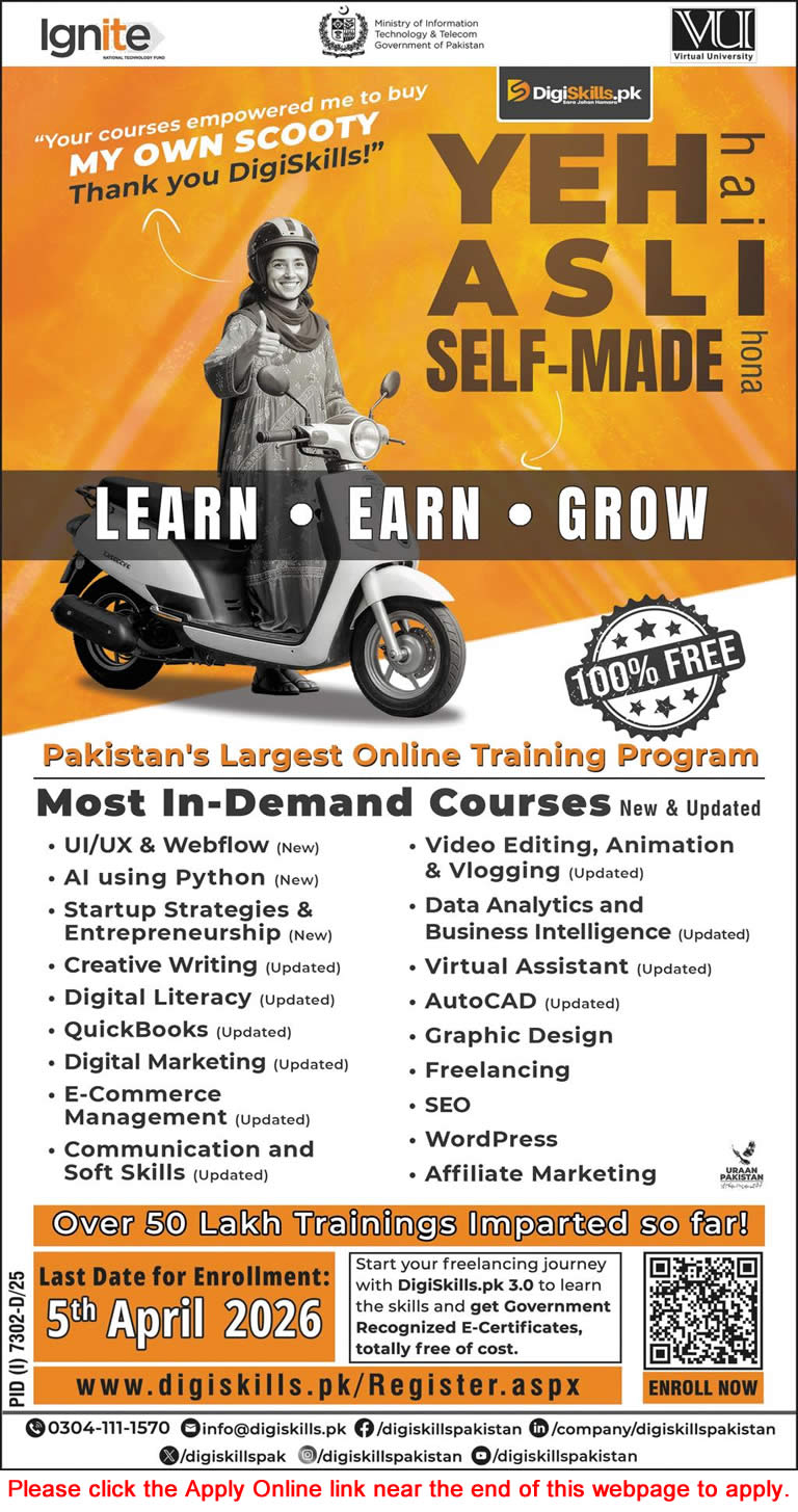 Digiskills Pakistan Free Online Courses 2026 March Online Application / Registration Form Latest