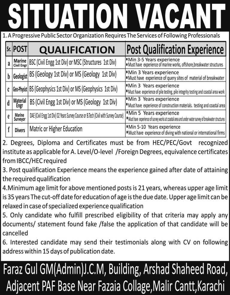 Public Sector Organization Jobs June 2026 Marine Surveyors, Drivers & Others Latest