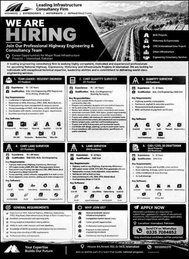 Engineering Consultancy Firm Jobs in Islamabad 2026 October Civil Engineers & Others Latest