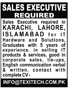 Sales Executive Required
