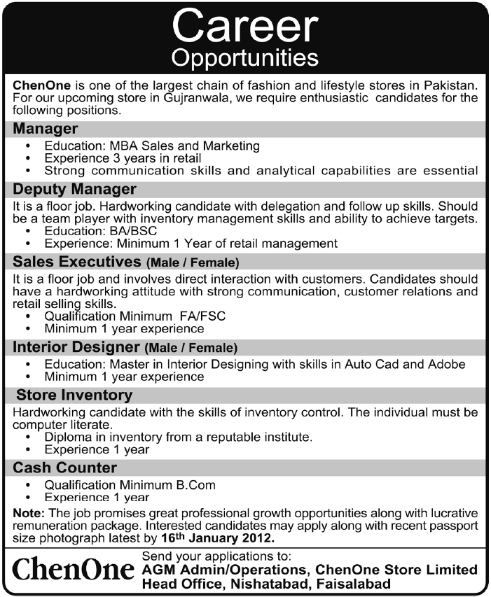 ChenOne Jobs Opportunity