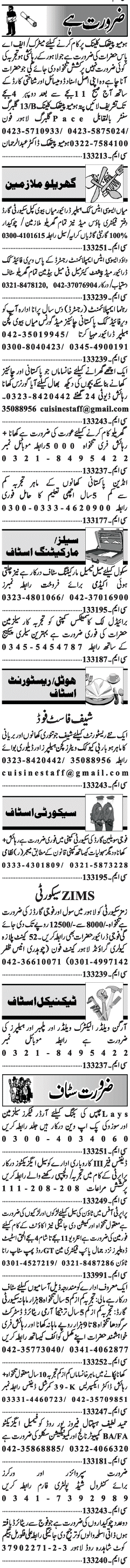 Misc. Jobs in Lahore Jang Classified 2