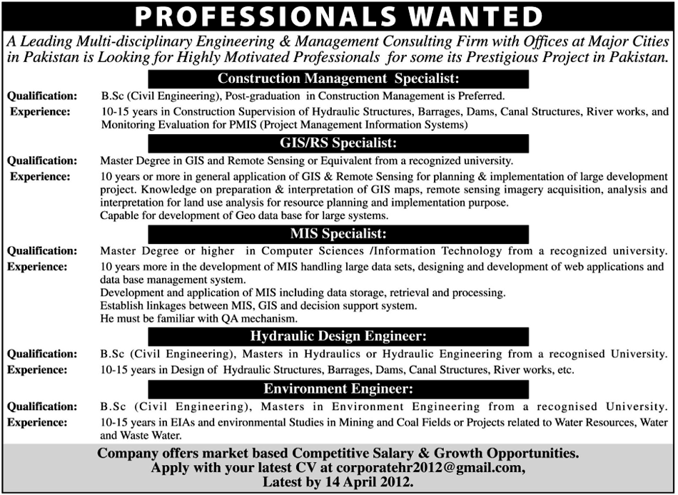 Engineering and Management Consulting Firm Jobs
