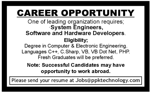 System Engineers and Software & Hardware Developers Jobs