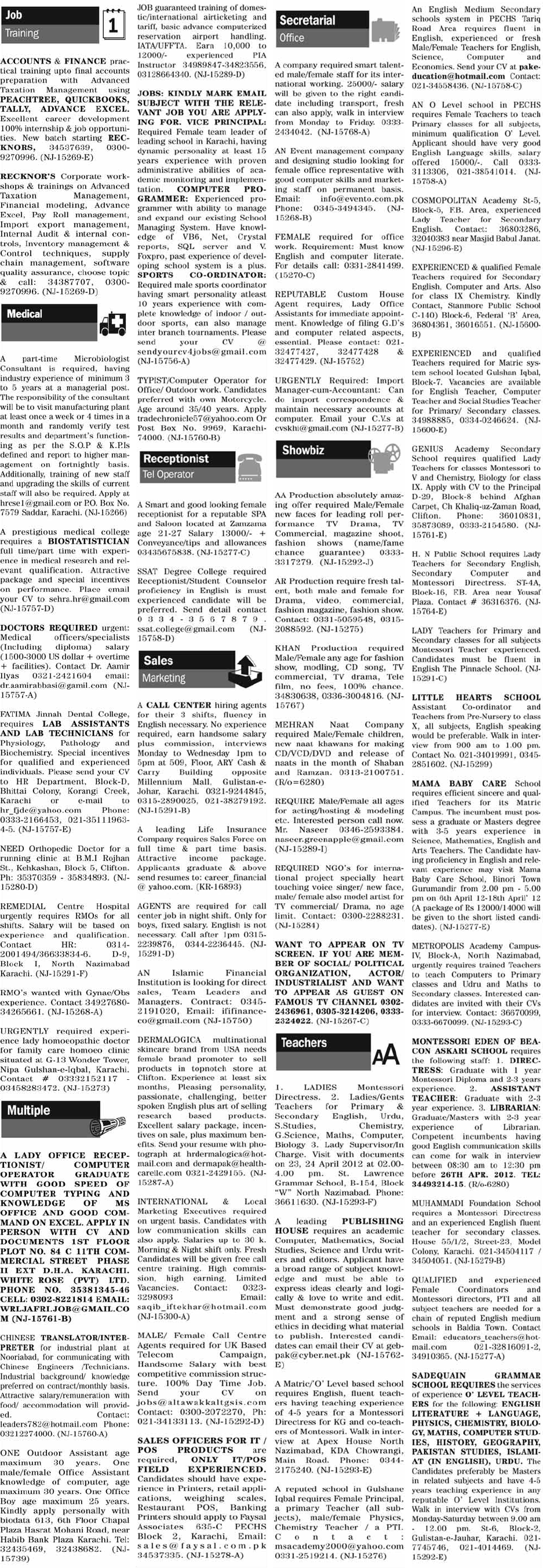 Classified Karachi Jang Misc. Jobs 3