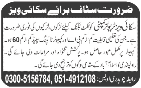 Skyways Travels Company Requires Ticket Booking Staff