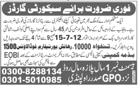 Security Gaurd Required at an Organization