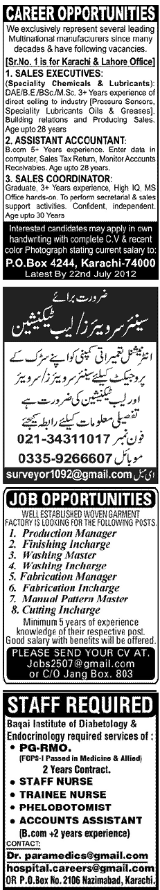 Misc. Jobs in Karachi Jang Classified 1