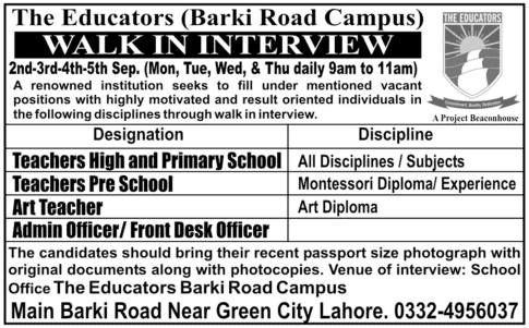 The Educators Requires Teaching Staff