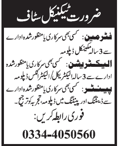 Fitter Man, Electrician and Painter Required
