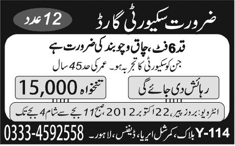 Security Guards Required