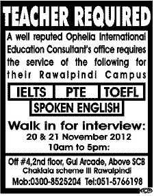 Ophelia International Education Consultants Requires Teacher