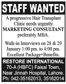 Restore International Requires Marketing Consultant