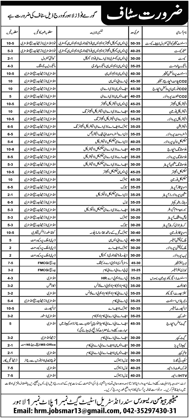 Gourmet Foods Jobs in Lahore 2013 Latest Advertisement (Gourmet Bakers)