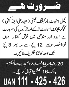 Marketing Jobs in Karachi 2014 August in Real Estate Marketing Company