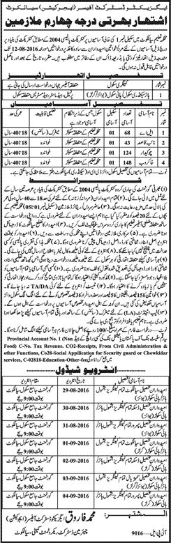 Education Department Sialkot Jobs 2016 July / August Chowkidar, Khakroob, Lab Attendants & Naib Qasid Latest